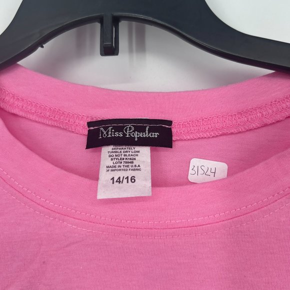 Miss Popular Kids Girls 'Stronger Together' Crop Top Pink Size 14-16 NWOT - Picture 3 of 4